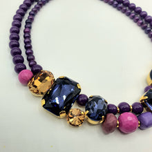 Carica l&#39;immagine nel visualizzatore di Gallery, Girocollo a due fili in resine e cristalli