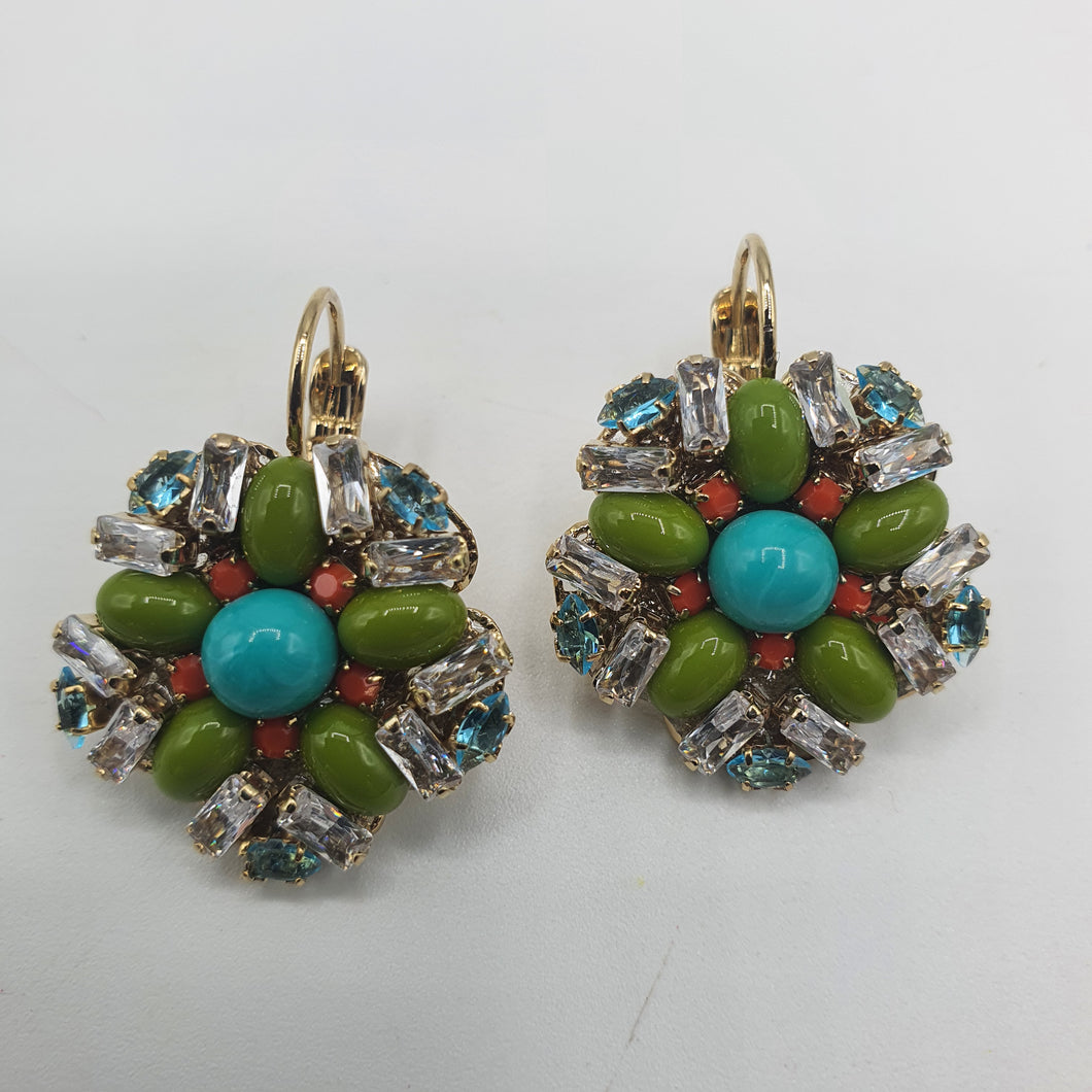 Coppia di orecchini a monachella con cristalli multicolor