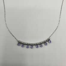 Carica l&#39;immagine nel visualizzatore di Gallery, Girocollo in acciaio rodiato e strass pendenti