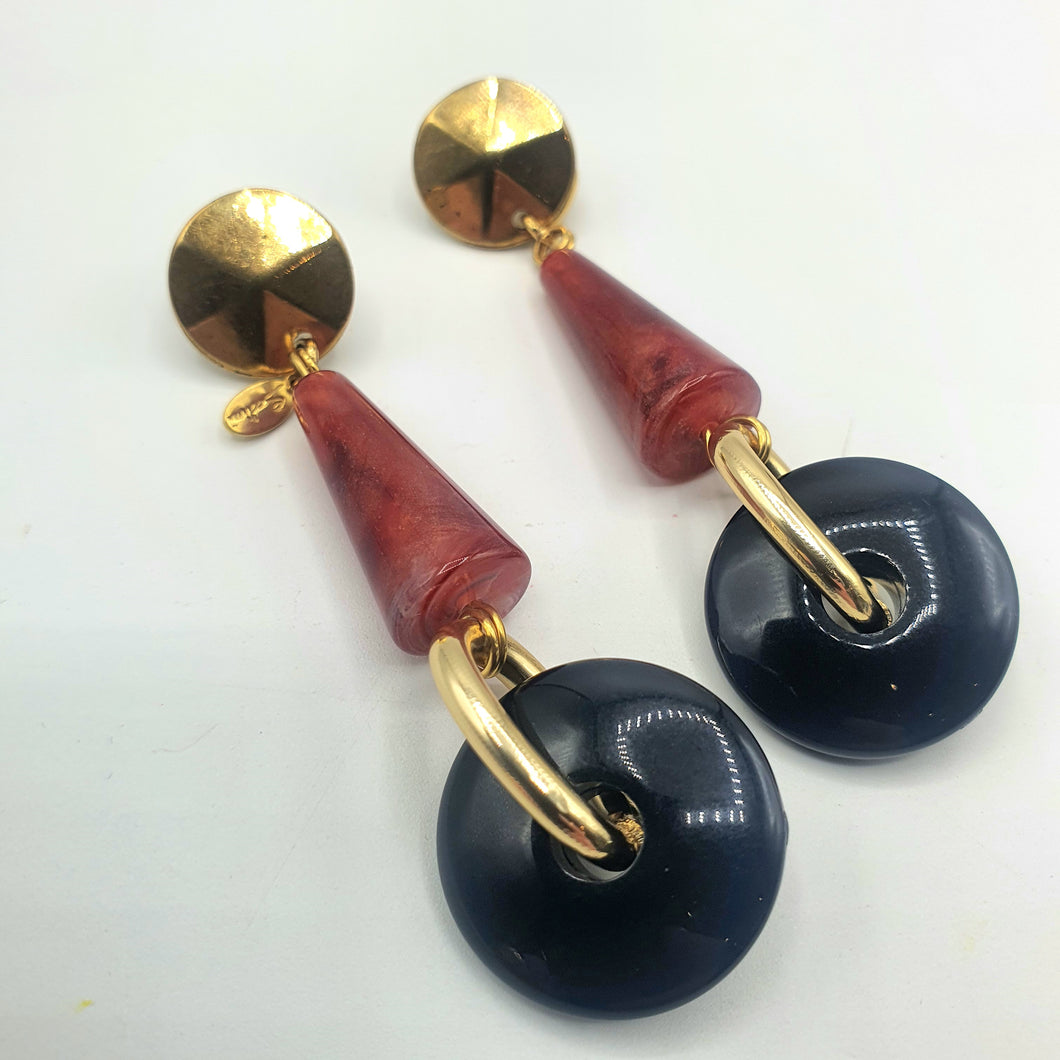 Orecchini a coppia, pendenti in resina