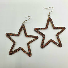 Carica l&#39;immagine nel visualizzatore di Gallery, Coppia orecchini anallergici con stella traforata in strass marroni.