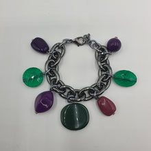 Carica l&#39;immagine nel visualizzatore di Gallery, Bracciale a maglia placcata rutenio e charms pendenti colorati